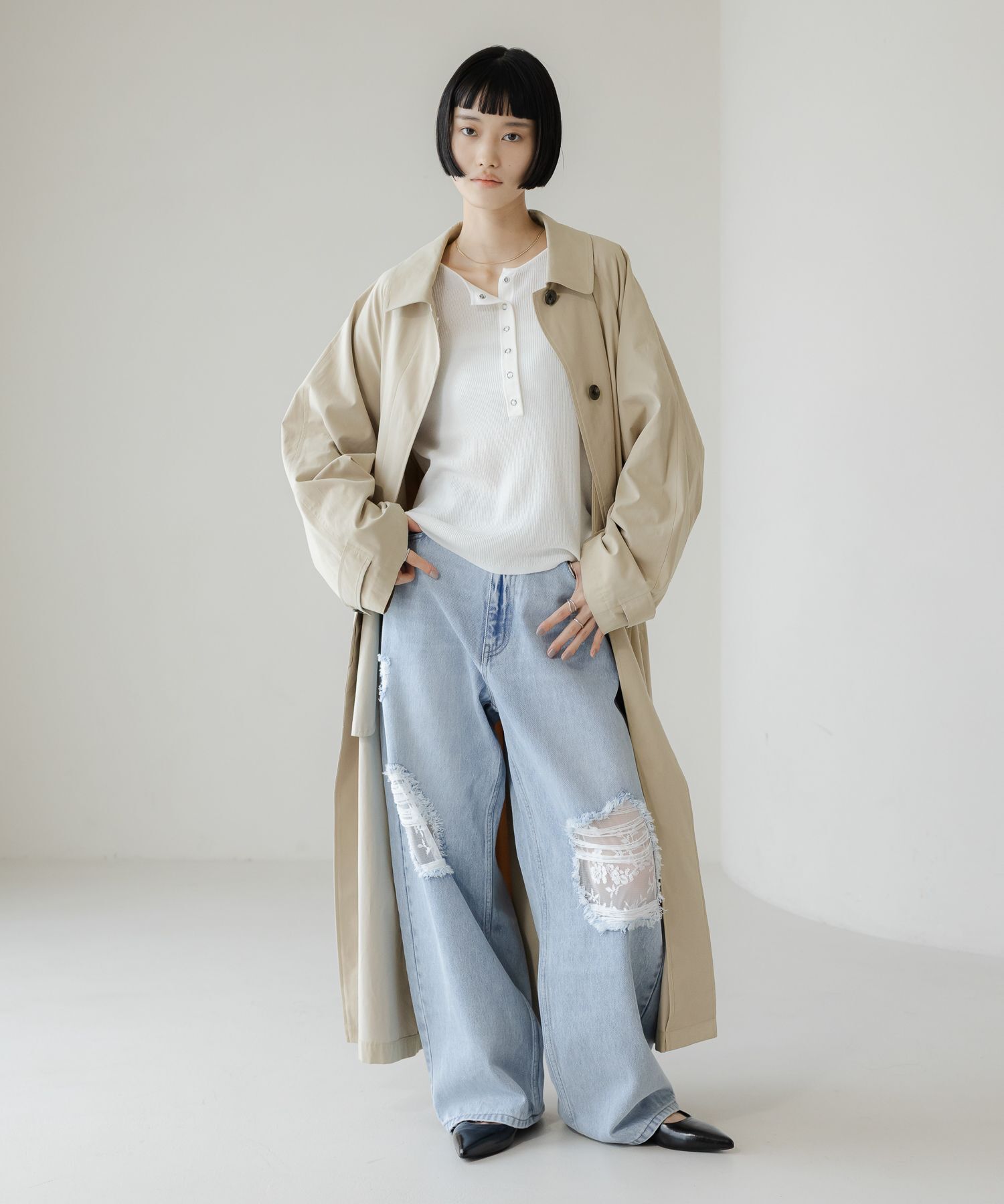 LOWRYS FARM「レースデニム」|デニム|