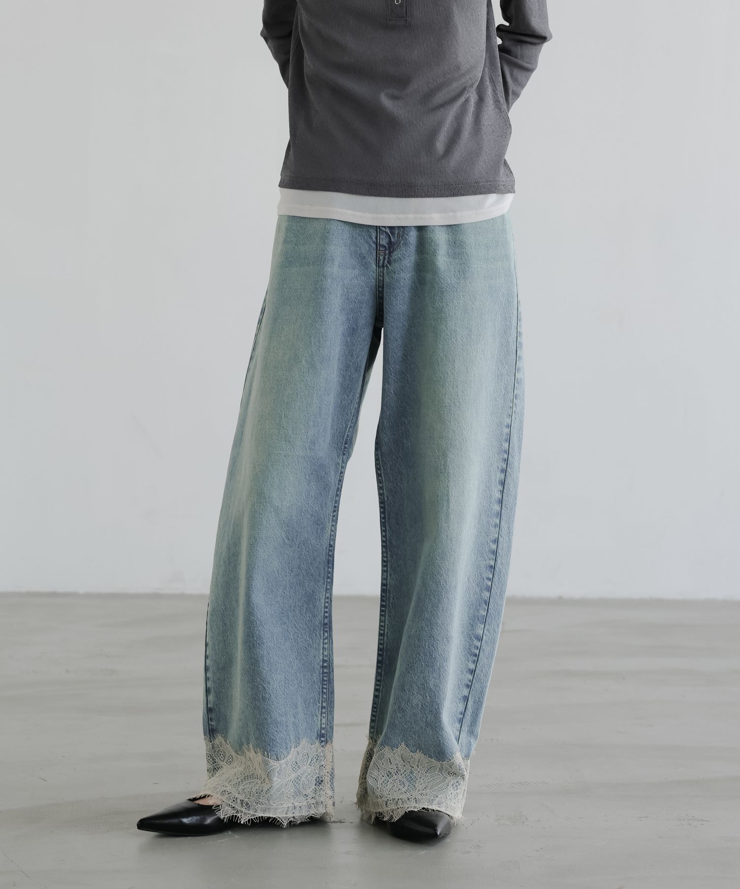 LOWRYS FARM「レースデニム」|デニム|ｽｿﾚｰｽ茶ﾄｯﾋﾟﾝｸﾞ