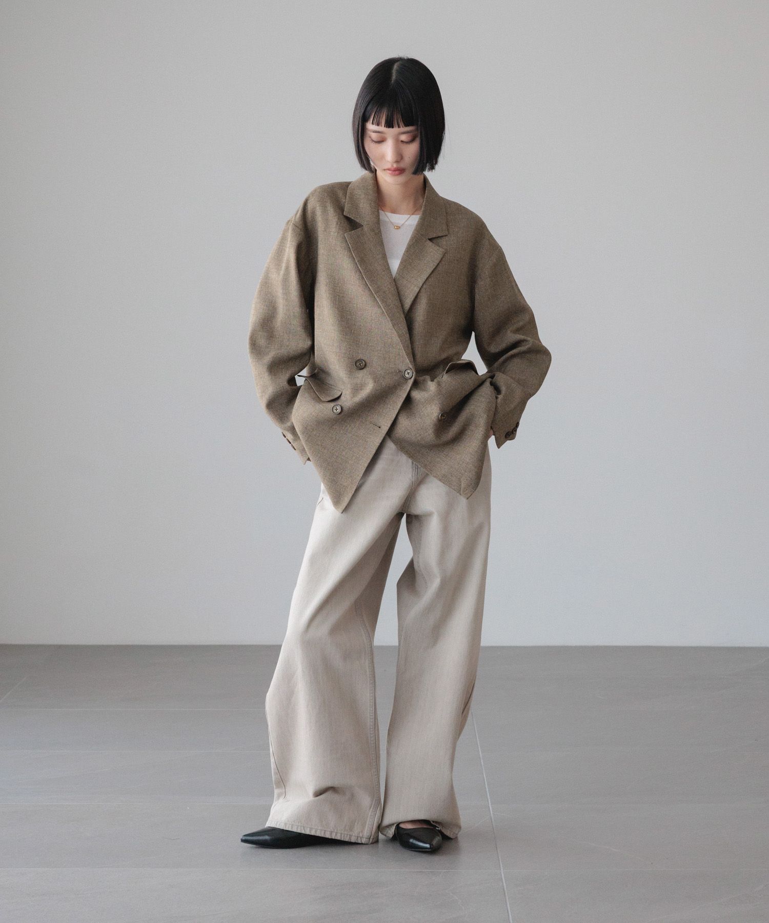 LOWRYS FARM「ワイドストレートデニムパンツ」|デニム|