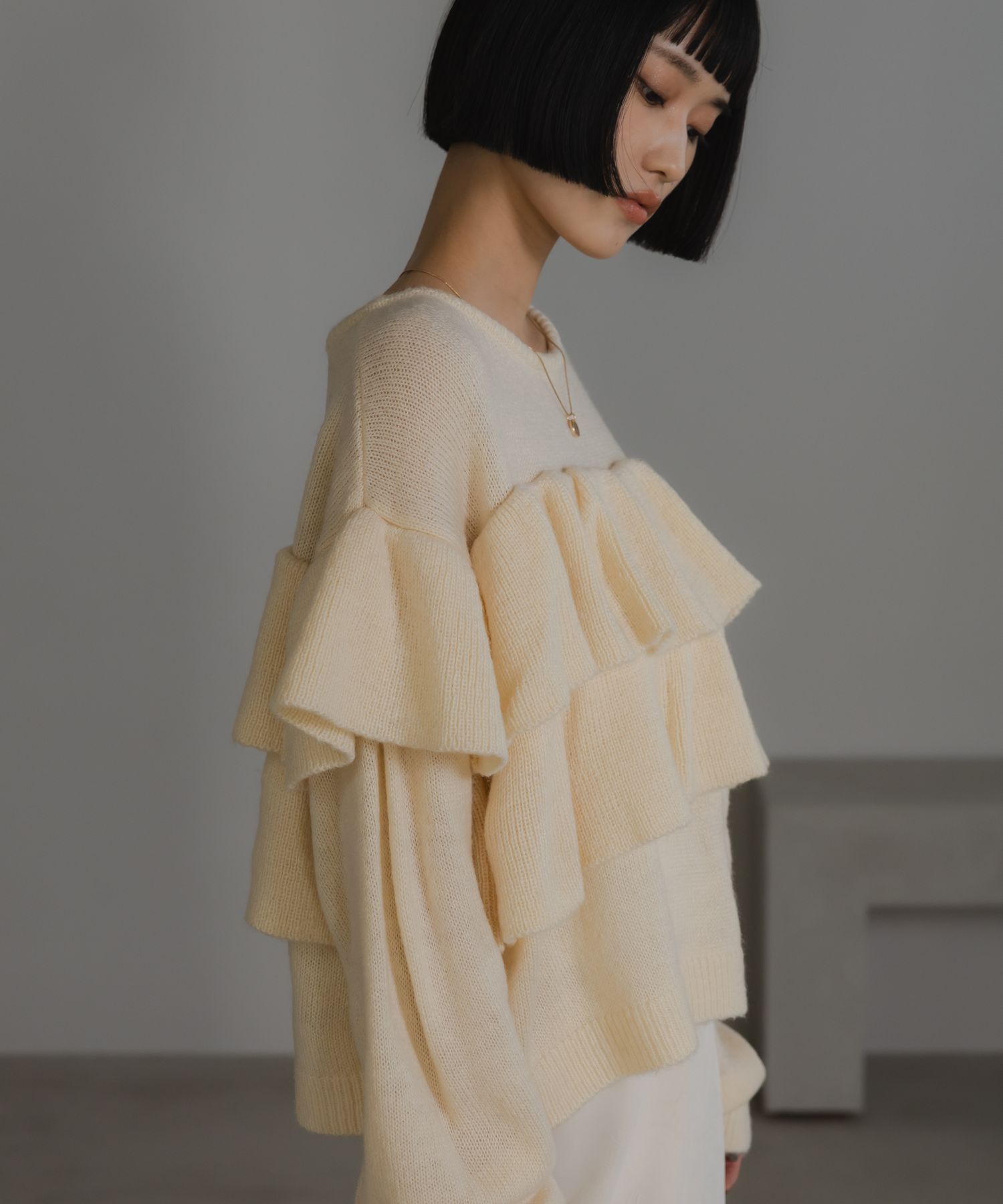 LOWRYS FARM「フリルニットプルオーバーＬＳ」|ニット・セーター|