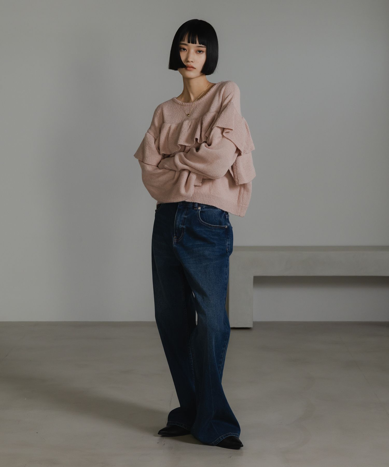 LOWRYS FARM「フリルニットプルオーバーＬＳ」|ニット・セーター|