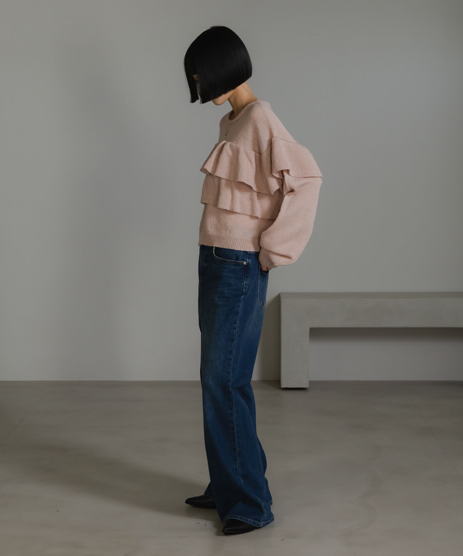 LOWRYS FARM「フリルニットプルオーバーＬＳ」|ニット・セーター|