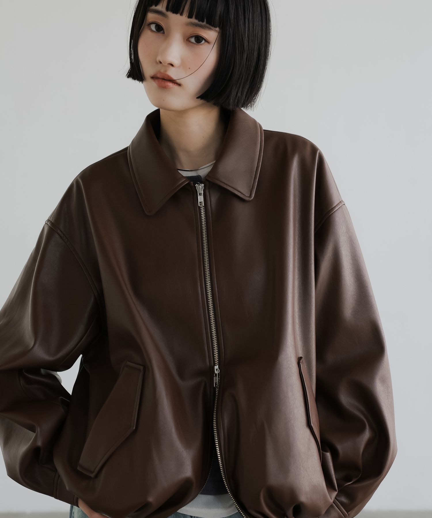 LOWRYS FARM「レザーバルーンブルゾン」|その他|BRN8