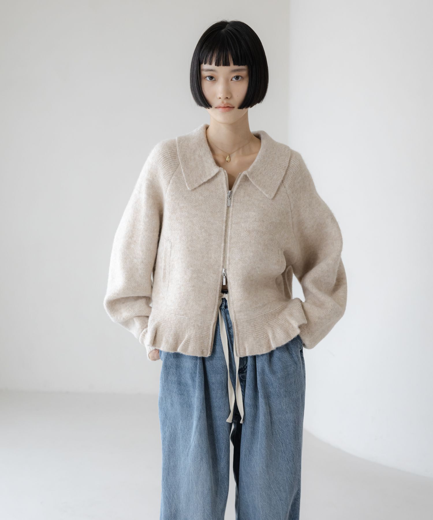 LOWRYS FARM「エリニットフリルブルゾン」|その他|