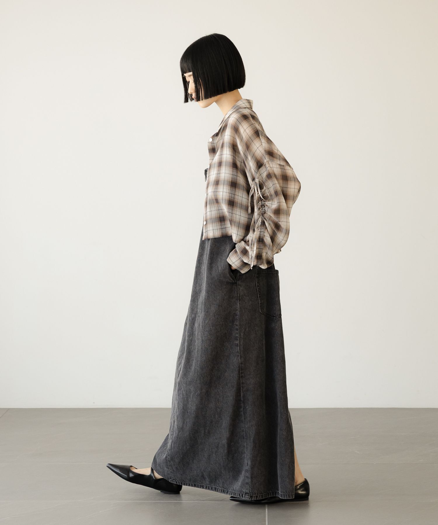 LOWRYS FARM「シアーチェックシャツショート」|シャツ・ブラウス|