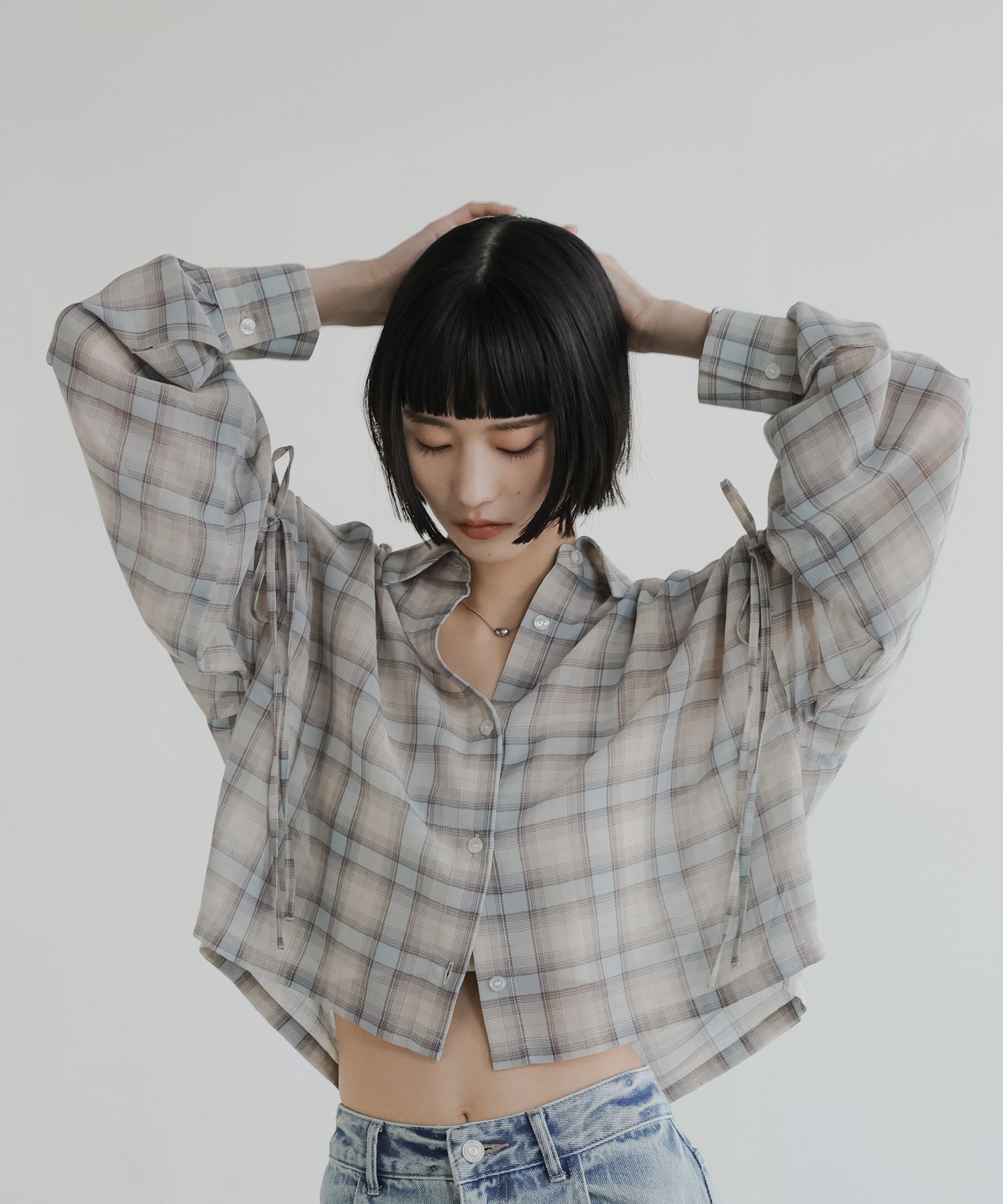 LOWRYS FARM「シアーチェックシャツショート」|シャツ・ブラウス|