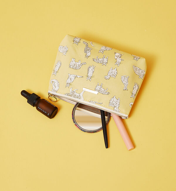 collex「リバティプリント BASICポーチL ミャオウ  猫柄」|ポーチ|イエロー