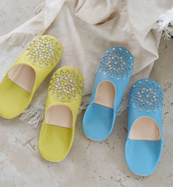 collex「ビーズバブーシュ 羊革 モロッコ製 スリッパ ルームシューズ 室内履き」|本・CD・DVD|