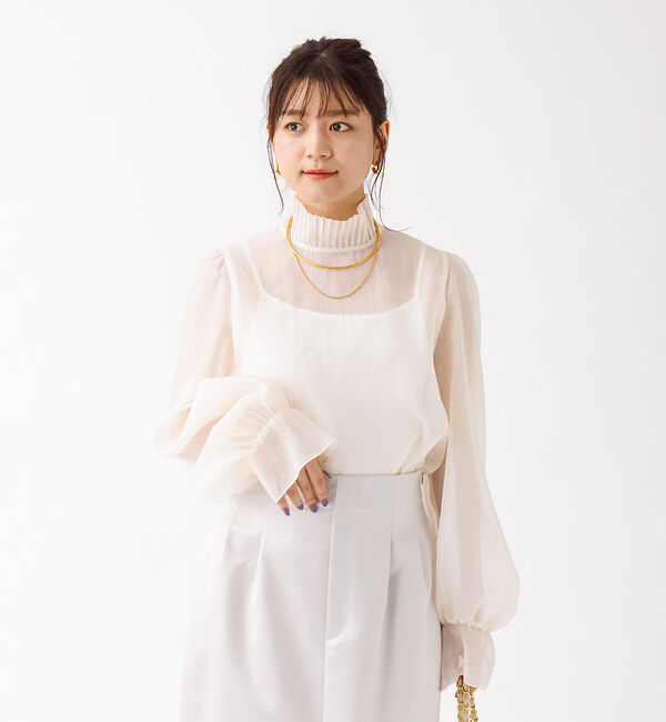 Rouge vif「プリーツネックシアーブラウス」|シャツ・ブラウス|