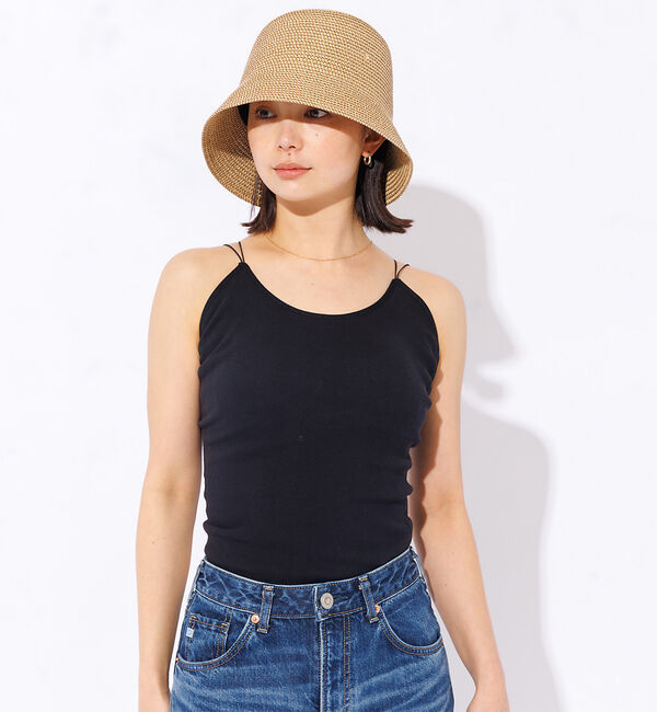 Rouge vif「【FRUIT OF THE LOOM】カップ付き丸編みキャミソール / 無地 /」|キャミソール|ブラック