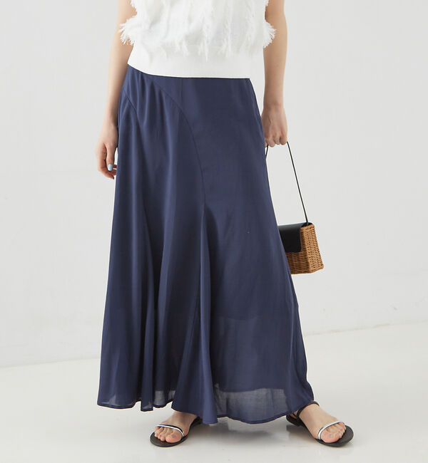 Rouge vif「フィブリルローン切り替えマキシスカート」|スカート|ネイビー