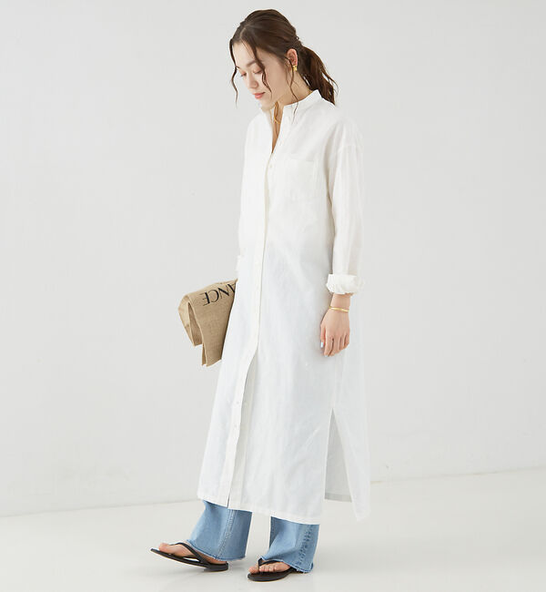 Rouge vif「麻混長袖シャツワンピース」|ワンピース|