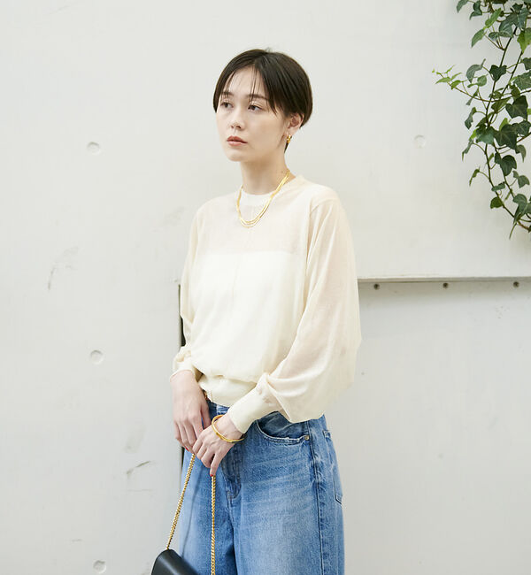 Rouge vif「コットンナイロンシアークルーネックプルオーバー」|ニット・セーター|