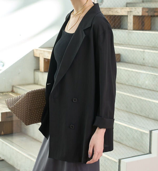 Rouge vif「エアリーシャツジャケット」|テーラードジャケット|ブラック