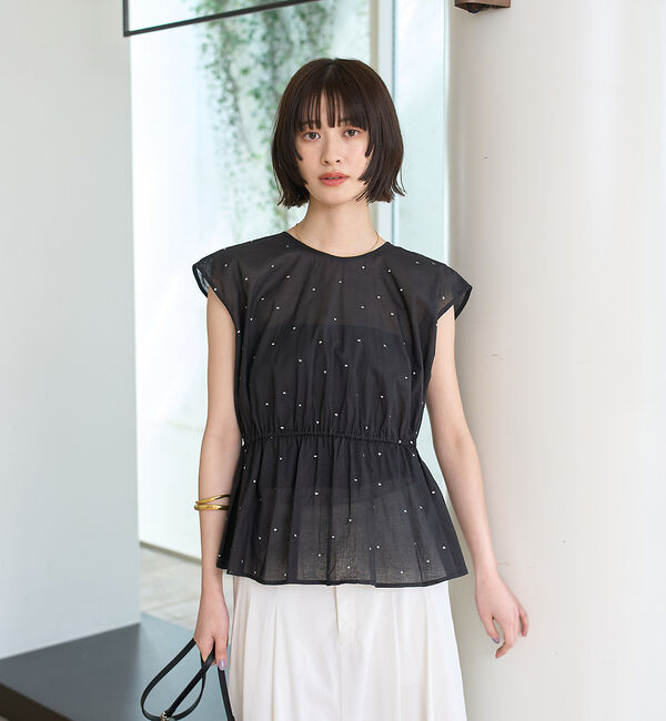 Rouge vif「シルバードット刺繍ペプラムブラウス」|シャツ・ブラウス|