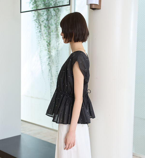 Rouge vif「シルバードット刺繍ペプラムブラウス」|シャツ・ブラウス|