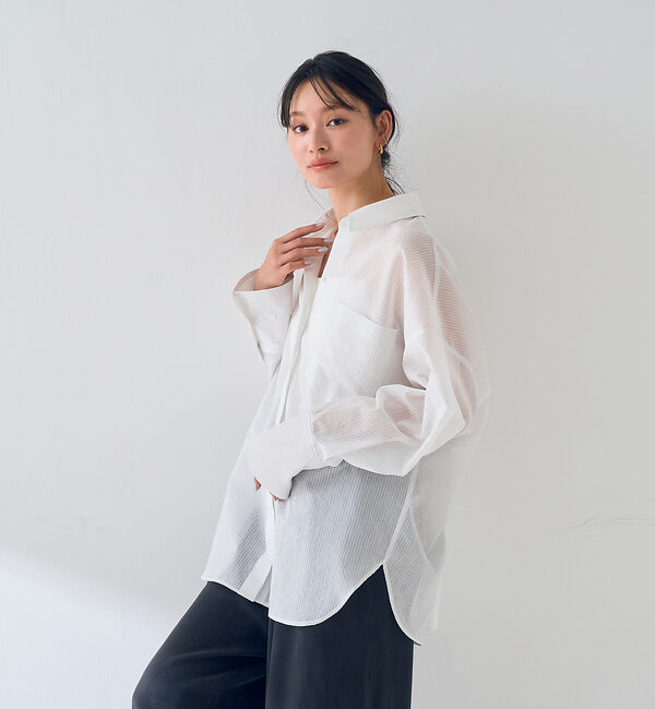 Rouge vif「【新色登場】バックツイストピンストシャツ」|シャツ・ブラウス|