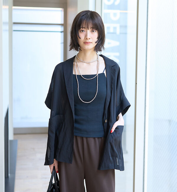 Rouge vif「強撚半袖シアーフォルムジャケット」|テーラードジャケット|