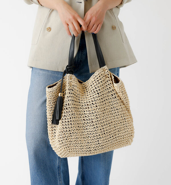 Rouge vif「タッセル付き ペーパートートバッグ / 雑材バッグ」|トートバッグ|