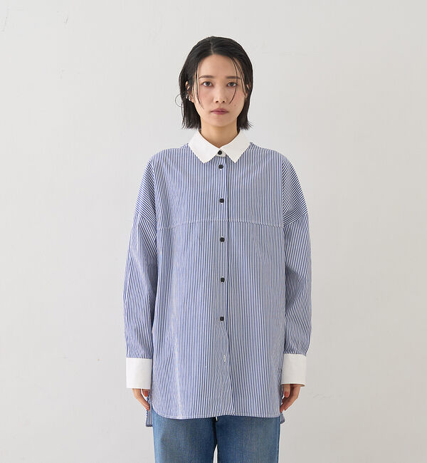 Rouge vif「コットンストライプクレリックシャツ」|シャツ・ブラウス|