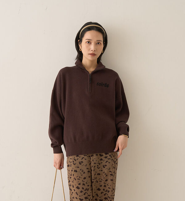 Rouge vif「ハーフジップロゴニットプルオーバー」|ニット・セーター|