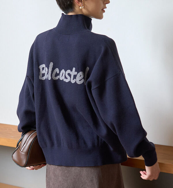 Rouge vif「ハーフジップロゴニットプルオーバー」|ニット・セーター|ネイビー