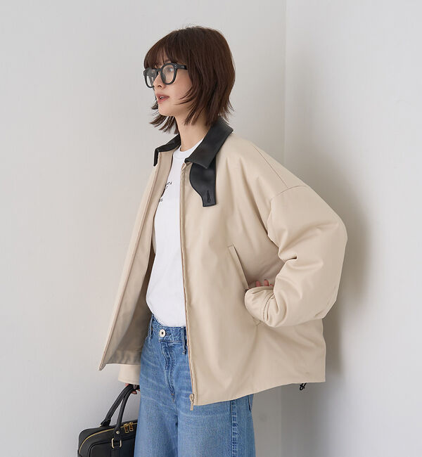 Rouge vif「異素材衿パフィブルゾン/ハンティングジャケット」|ブルゾン・スタジャン|