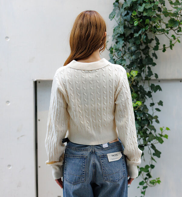 Rouge vif「【BEVERY HILLS P.C/ビバリーヒルズポロクラブ】ケーブル編ポロカー」|カーディガン|