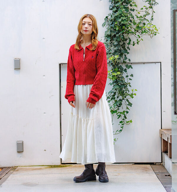 Rouge vif「【BEVERY HILLS P.C/ビバリーヒルズポロクラブ】ケーブル編ポロカー」|カーディガン|