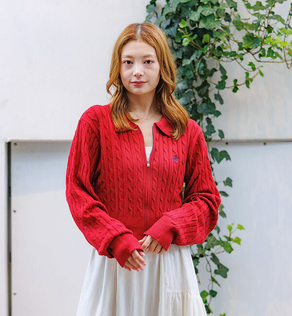 Rouge vif「【BEVERY HILLS P.C/ビバリーヒルズポロクラブ】ケーブル編ポロカー」|カーディガン|