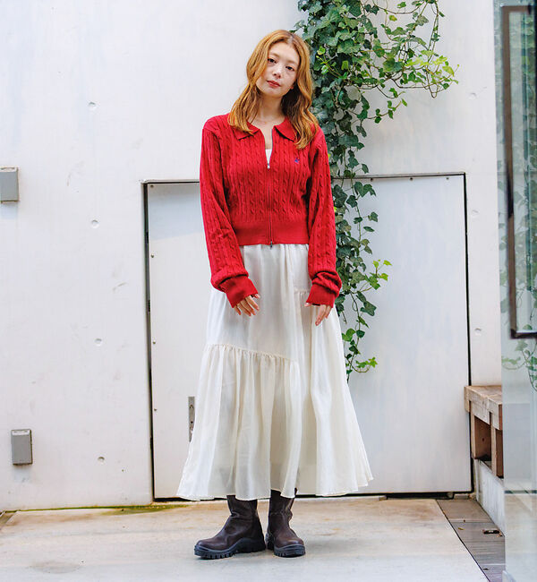 Rouge vif「【BEVERY HILLS P.C/ビバリーヒルズポロクラブ】ケーブル編ポロカー」|カーディガン|