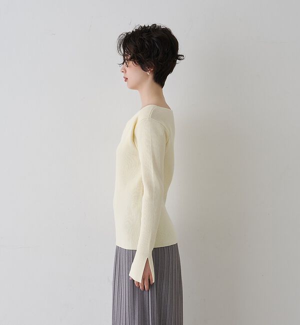 Rouge vif「【一部店舗限定】ドレープスリットスリーブリブニット」|ニット・セーター|