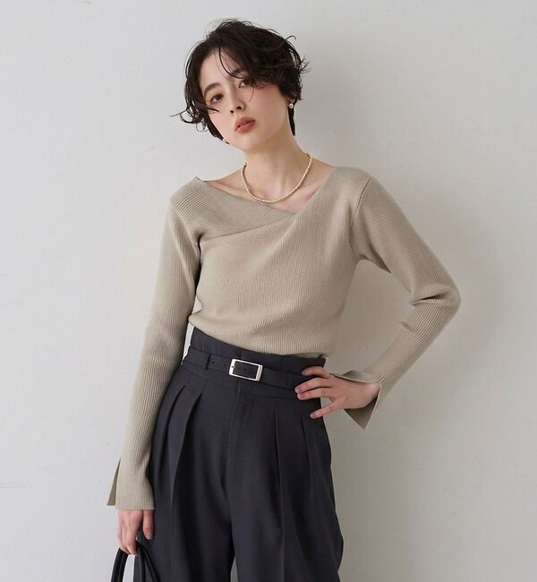 Rouge vif「【一部店舗限定】ドレープスリットスリーブリブニット」|ニット・セーター|