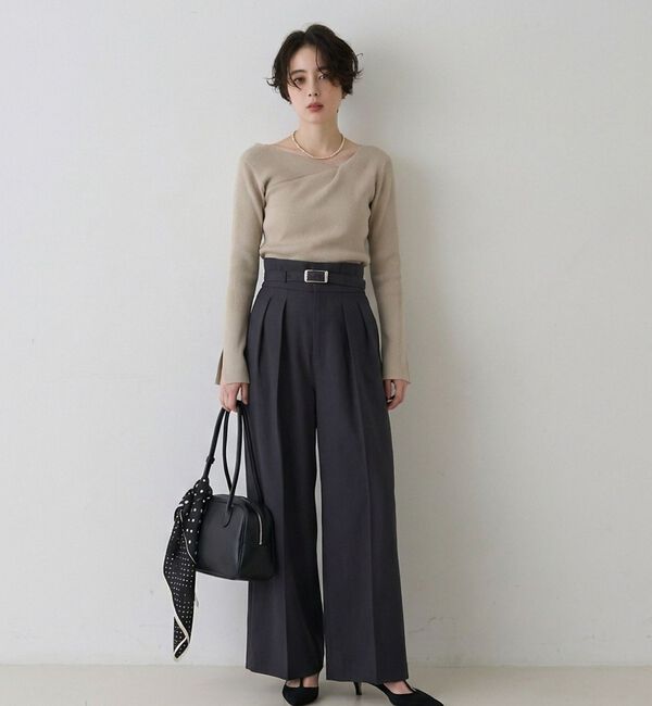 Rouge vif「【一部店舗限定】ドレープスリットスリーブリブニット」|ニット・セーター|