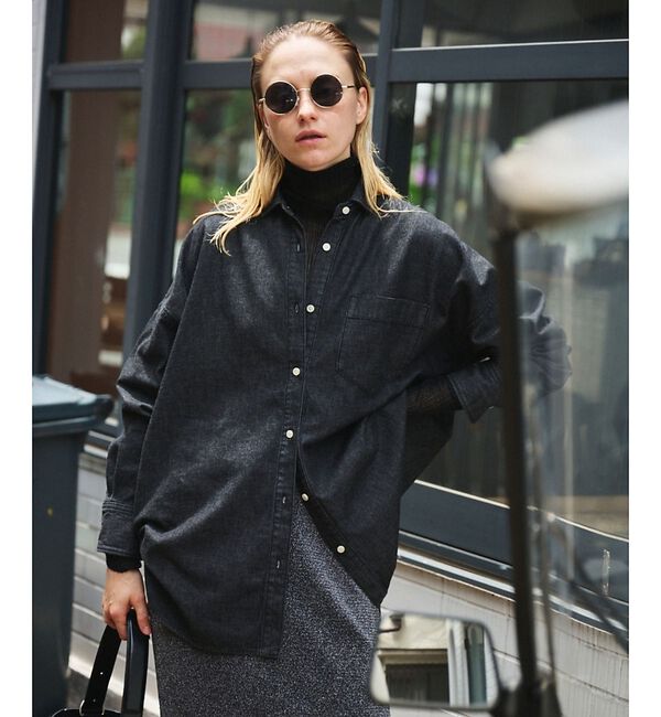 Rouge vif「【2026SS新作】【ロングセラー】NEW オーバーサイズデニムシャツ」|シャツ・ブラウス|ブラック