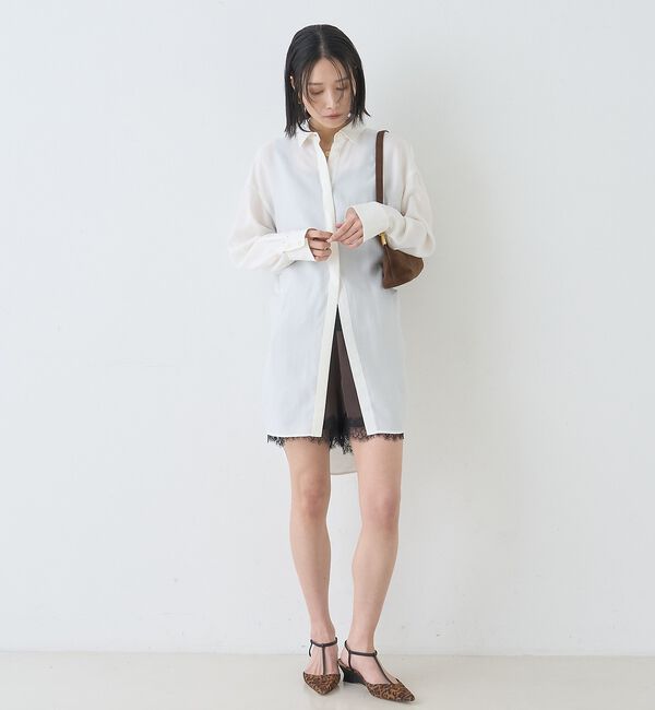 Rouge vif「ウエストタックドレープロングシャツ」|シャツ・ブラウス|