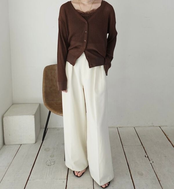 Rouge vif「【一部店舗限定】レースキャミ付きニットアンサンブル/カーディガン/レーストップス」|カーディガン|