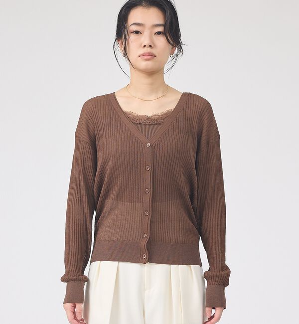 Rouge vif「【一部店舗限定】レースキャミ付きニットアンサンブル/カーディガン/レーストップス」|カーディガン|