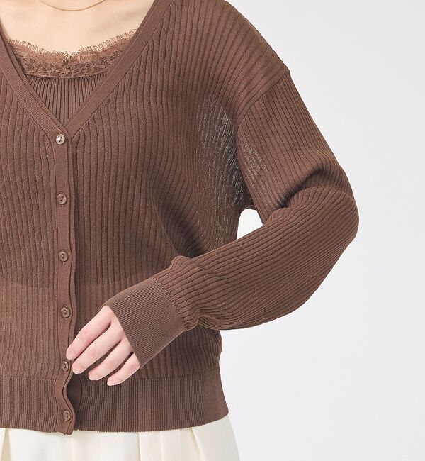 Rouge vif「【一部店舗限定】レースキャミ付きニットアンサンブル/カーディガン/レーストップス」|カーディガン|