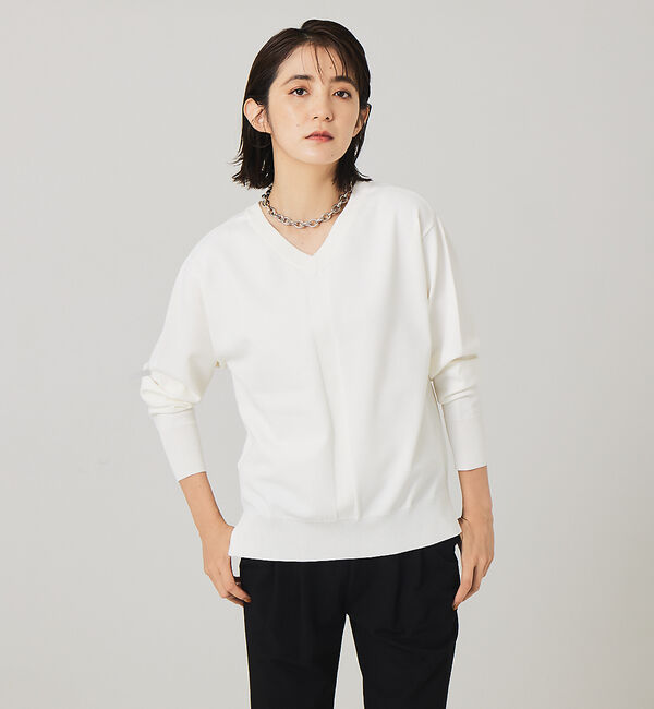 qualite「レーヨンストレッチ2WAYニット」|ニット・セーター|オフホワイト