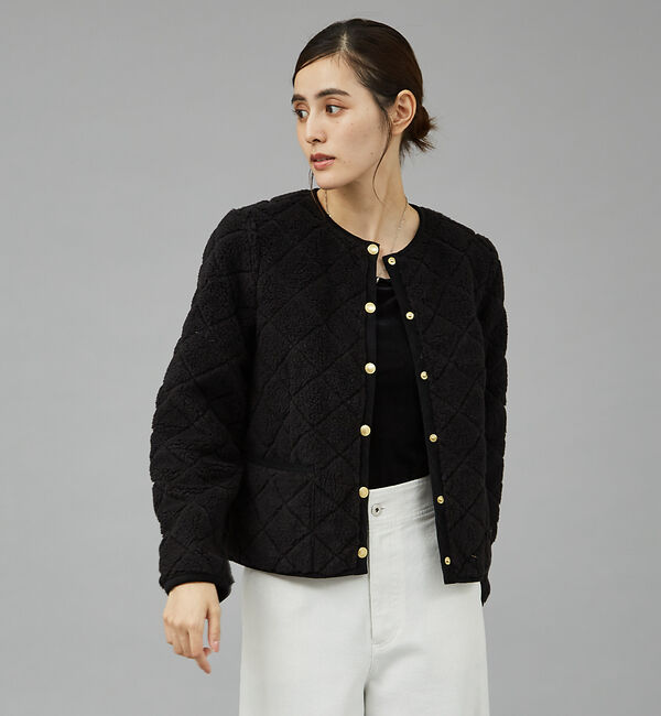 qualite「【TRADITIONAL WEATHERWEAR】キルティングボアブルゾン」|ブルゾン・スタジャン|ブラック