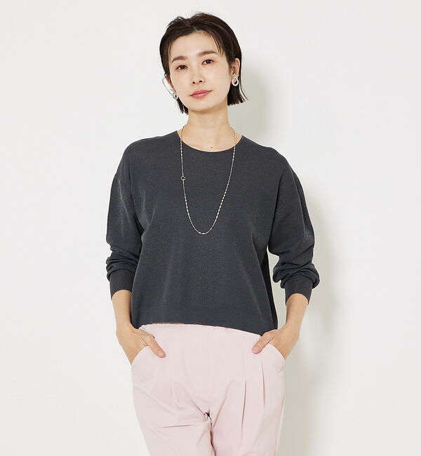 qualite「コットンナイロンハイゲージニット」|ニット・セーター|チャコールグレー