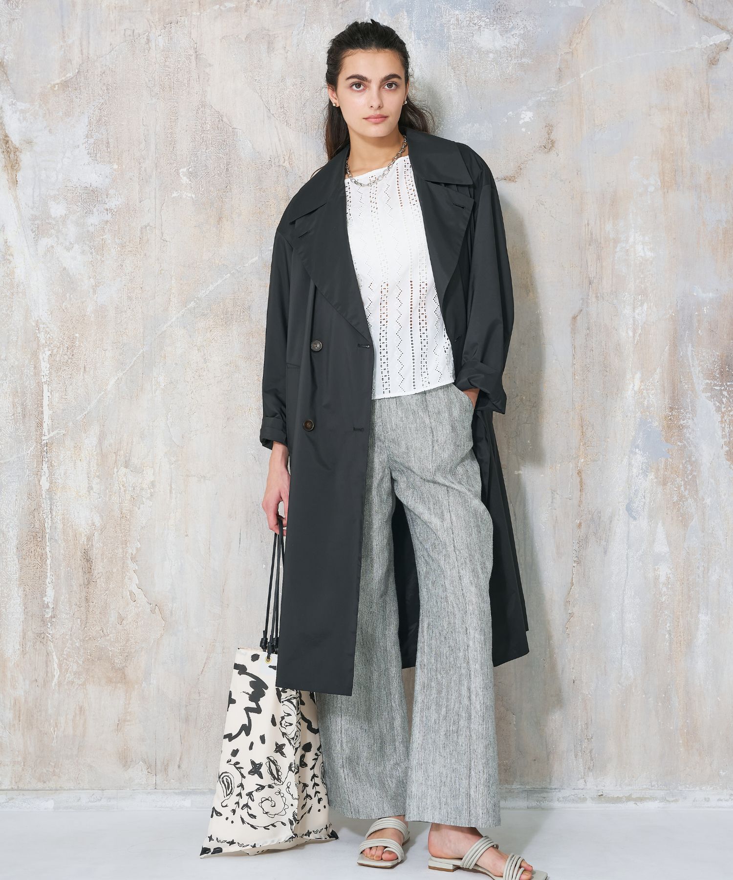 qualite「ライトタフタコート」|トレンチコート|