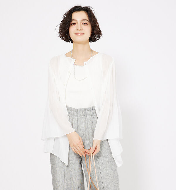 qualite「ランダムプリーツフレアーブラウス」|シャツ・ブラウス|
