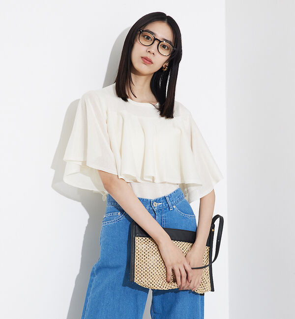 qualite「シャイニーフレアニット」|ニット・セーター|オフホワイト