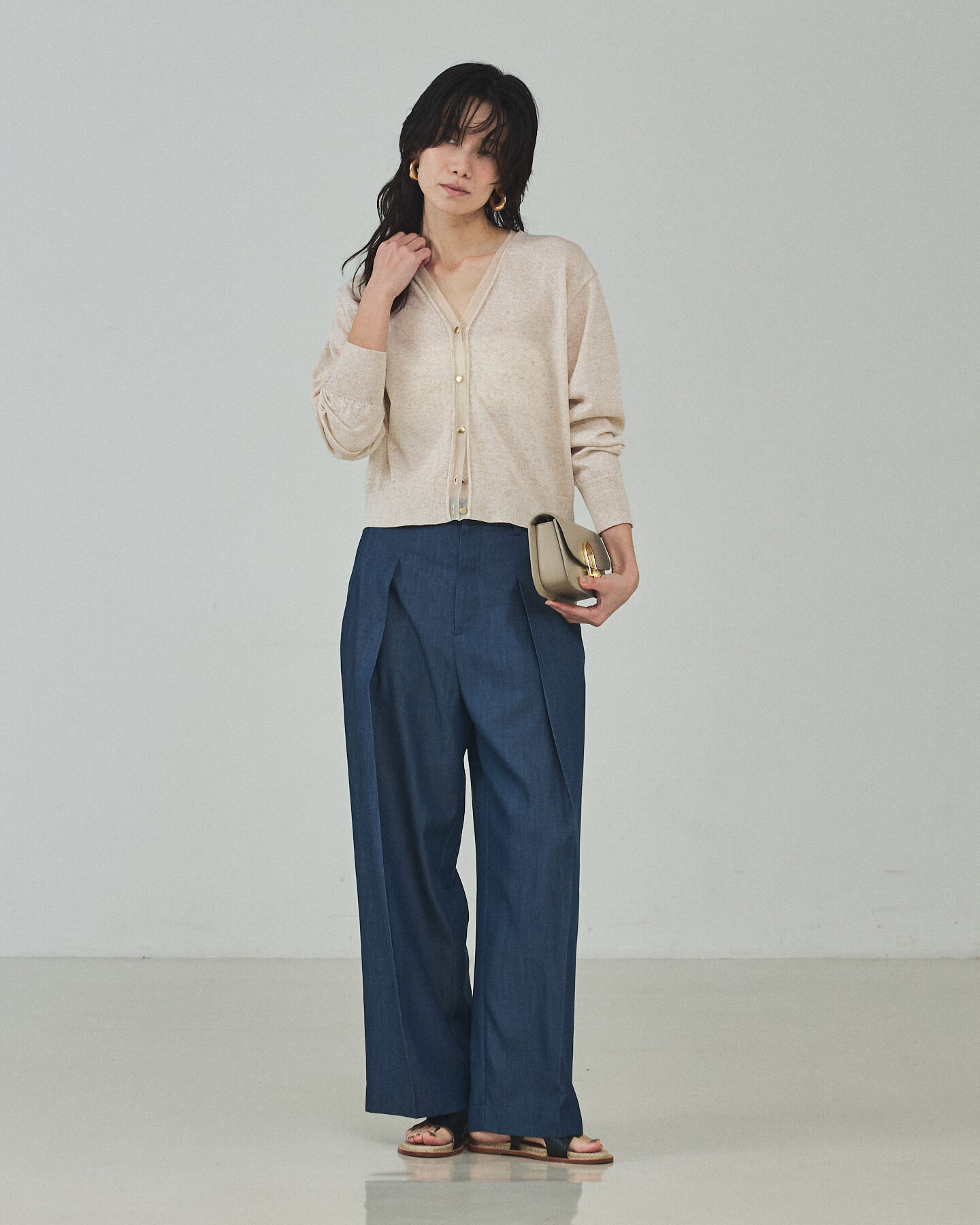 qualite「シアーミックスカーディガン」|カーディガン|