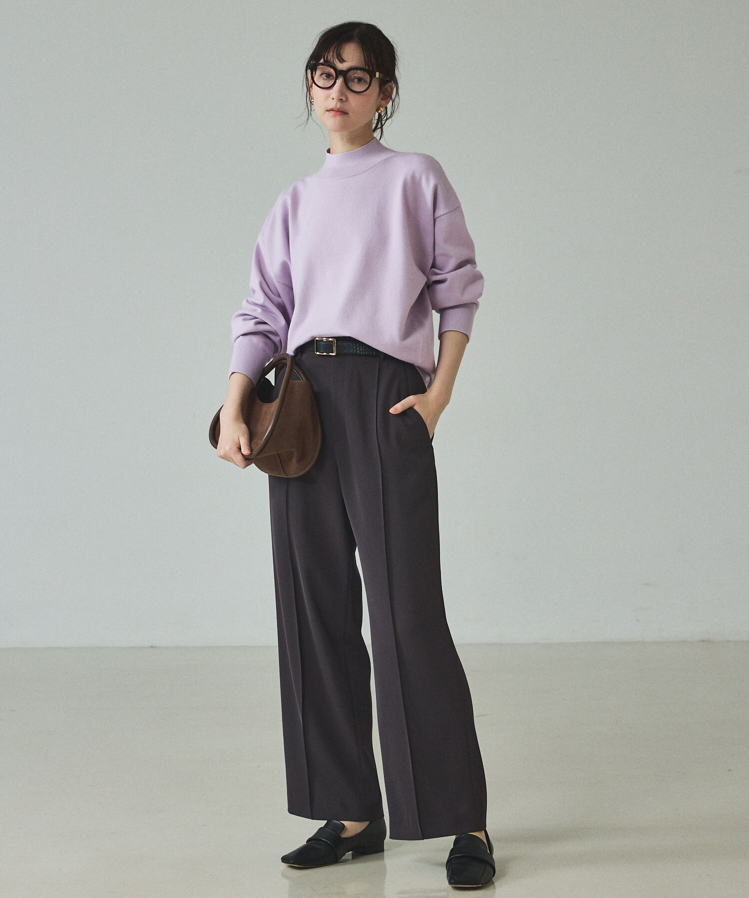 qualite「バイカラーハイネックプルオーバー」|ニット・セーター|