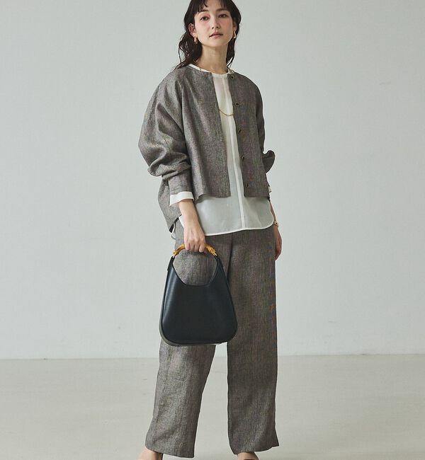 qualite「ラメリネンフォルムブルゾン」|ブルゾン・スタジャン|