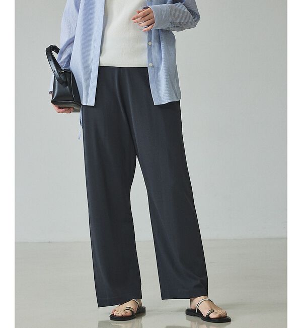 qualite「【接触冷感・セットアップ対応】レーヨンストレッチニットパンツ」|その他|チャコールグレー