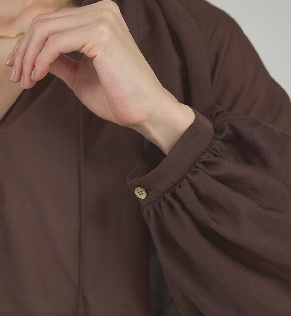 qualite「【シルク混で上品】ブライトローンボリュームシアーブラウス」|シャツ・ブラウス|